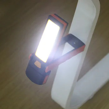 Nešiojamų LED+COB Magnetas Žibintuvėlis, Patogus Darbinis Šviesos Lempos Multi-funkcija Pasukti LED Žibintuvėlis su Kabliu 4*AAA