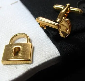 IGame Naujumo Rankogalių segtukai Aukso Spalvos Žalvaris Medžiaga Klavišą & Lock Dizainas Nemokamas Pristatymas