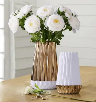 Lankstymo popieriaus gėlių vazos juoda aukso balto aukso klasikinis stalo vaza metalo gėlių, augalų