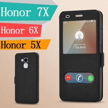 GodGift Huawei Honor 7X Atveju 7 x Luxucy Flip Case For Huawei Honor 6X Atveju 6 x Langą Odos Huawei Honor 5X Atveju 5 x