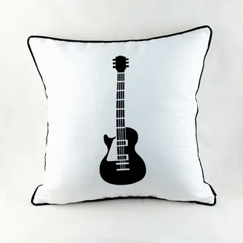 45*45 cm, Namų dekoro Elektroninių Rock Roll Guitar Spausdinti Baltos spalvos Mikropluošto Mesti Pagalvės užvalkalą Patalynė