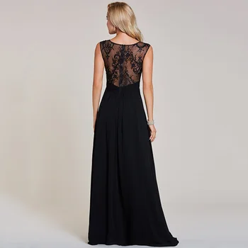 Dressv juoda vakarinę suknelę pigūs rankovių linija samtelis kaklo su užtrauktuku iki rankovių vestuves oficialią vakaro suknelės