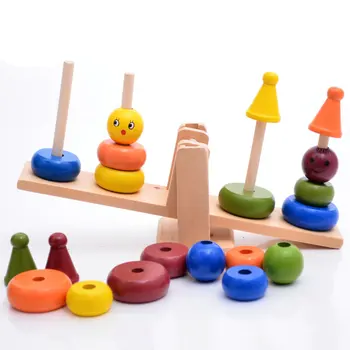 Nemokamas pristatymas Montessori mokymo priemones vaikams, mediniai vaivorykštės bokštas balansas žaislai, vaikų klounas balansas blokai