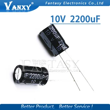 10VNT Higt kokybės 10V2200UF 10X17mm 2200UF 10V 10*17 Elektrolitinius kondensatorius