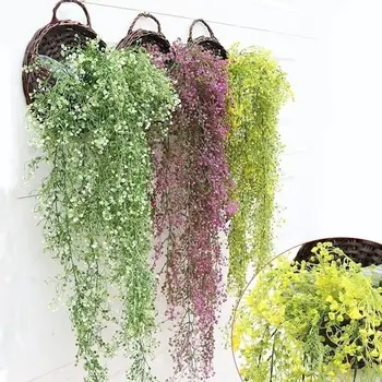 Modeliavimo Rotango Augalų, Gėlių Dirbtinis, Netikras Gėlių Pakabinti Žalia gėlės Kambarį Sienų Apdailai Šalies Namų Dekoro