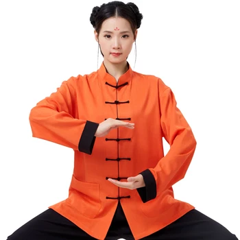 Raukšlių Linų Chi vienodą moterų ir vyrų Taiji Bokso Veiklos Drabužiai, patalynė Kung Fu Kostiumas Wing Chun Vienodas
