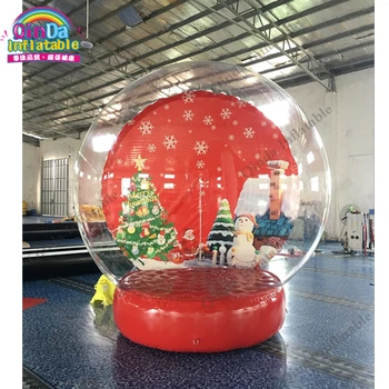 Lauko kalėdinė dekoracija žmogaus dydžio kupolas pripučiamas sniego pasaulyje photo booth pardavimui