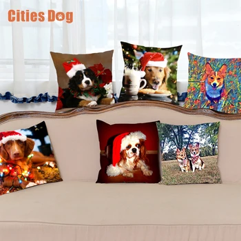Pagalvės pagalvėlė padengti šuo Kalėdų dekoratyvinis Užvalkalas apima Kalėdinė dovana dakimakura almofada Gyvūnų sofa cojines