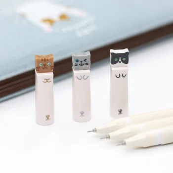 Korėjos Cute Kačių Japonijos 0.38 mm Gelio Rašiklis Kawaii Mėlyna Juoda Wrting Rašikliai Office mokyklinės prekės, Kanceliarinės prekės Vaikams Studentas