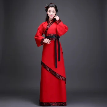 Kinijos Liaudies Šokių Raudona ir Juoda Moterų Tang Dinastijos Hanfu Senovės Drabužiai, Kostiumai, Scenos Šokių Šou Dėvėti Fotografija