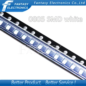 100vnt Balta 0805 SMD LED diodų šviesa Nemokamas pristatymas