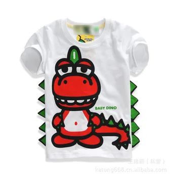 2-8Years vaikų marškinėliai kūdikių cute drabužiai vaikams viršuje mergaičių marškinėliai berniukams drabužius 3D Dinozaurai spausdinimo vasaros drabužių trumpomis rankovėmis