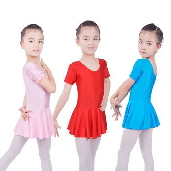 Vaikų Šokių Drabužius Siamo Spandex Trumpas Rankovėmis Baleto Triko Merginos Saias Dancewear Suknelė