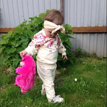 Baby Girl Drabužių Rinkiniai Mados ilgomis Rankovėmis Spausdinti Gėlių Bamblys Marškinėlius + Kelnes 2VNT 1 2 3 4 Metų Vaikams Mergaitėms Nešioti