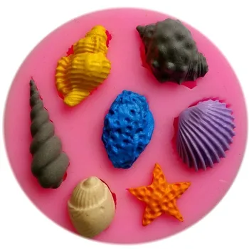 Kepimo Gražus Sea Shell ir Myli Formos 3D Silikono Tortas Pelėsių Tortas Minkštas Dekoravimo