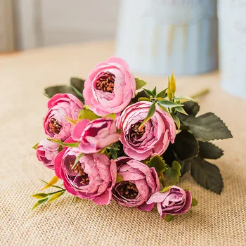 Zinmol Dirbtinių Gėlių, Rožių Šilko Gėlių Ryškus Europos Stiliaus Elegantiška Vintage Stiliaus Gėlių 9, vadovai, Namų Apdailos Lentelės Deco