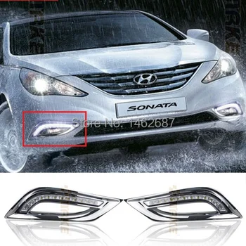 Karšto parduoti ! 12V 6000k LED DRL Dienos veikia šviesos Hyundai Sonata 2011-2012 Rūko žibintas, rėmelis, Priešrūkinis žibintas Super Balta
