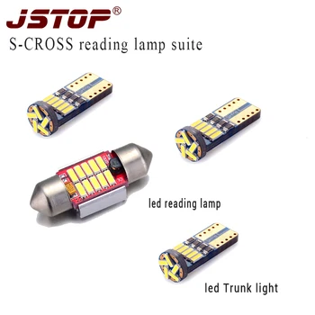 JSTOP 4piece/set S-KRYŽIUS (Ne stoglangis) led skaitymo lemputės T10 W5W 194 4014smd canbus c5w 31mm Kamieno lemputės automobiliui 12V skaitymo lempos