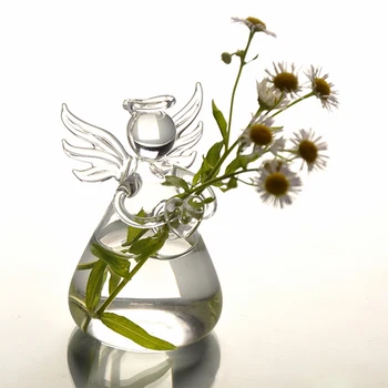 Naujas karštai Meldžiasi angelas krištolo vazos transparentAngel Formos Gėlių Home Office Vestuvių Dekoras