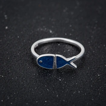 Jisensp Mielas Nuostabus Gyvūnų Piršto Žiedas Papuošalai Mėlyna Plaukimo Žuvų Žiedai Moterims Reguliuojamas Vestuvinį Žiedą, Aukštos Kokybės Bijoux