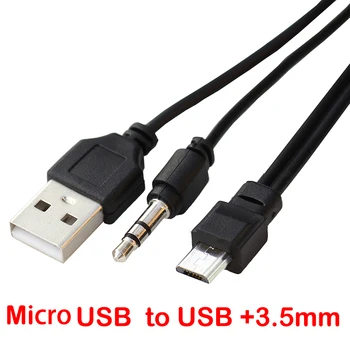 Micro USB Jack 3.5 mm AUX kabelis/USB Male už 