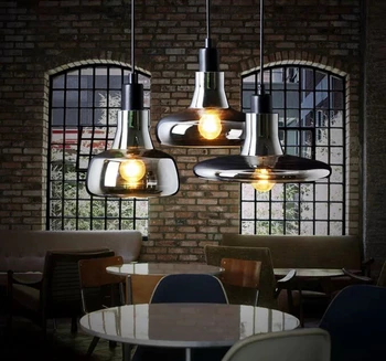 Šiaurės Modernios LED Viena-galvą Dūmų Pilka, Stiklo Pakabukas Lempos Atspalvis Kavinė, Baras, Klubas, Parduotuvė Salė, Restoranas Pakabukas Kabo Žibintai
