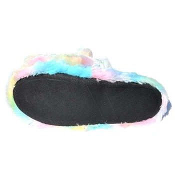 Millffy spalvinga PV aksomo vienaragis juokinga pliušinis batai moterims namo aukšte batai patalpų žiemos vaivorykštė vienaragis šlepetės