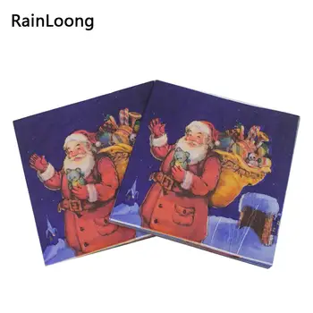 [RainLoong] Kalėdų Santa Popierinės Servetėlės Švenčių & Party Prekių Audinio Servetėlės, Dekoracija Stalo Servetėlės Apdaila Dekupažas