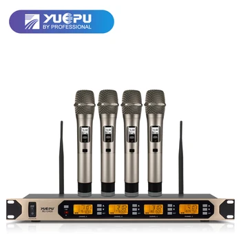Aukštos Kokybės! YUEPU RU-U400 4 Kanalų Karaoke Mikrofonas Bevielis Professional Sistema Konferencijos Etape Vienu metu Naudoti