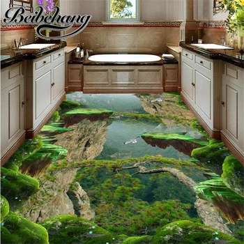 Beibehang Dekoratyvinės grindų dažymas Užsakymą 3d stereoskopinis vinilo grindų danga atspari vandeniui 3d grindų, Miško, Slėnio grindys, tapetai