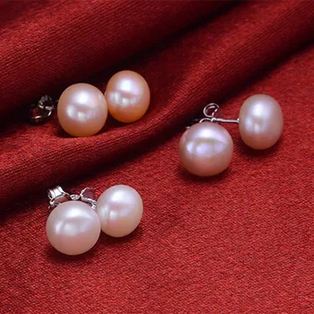 Originali aukštos kokybės Natūralių Perlų auskarai moterims 925 Sterling Silver 5-10mm Gamtos Pearl stud auskarai Papuošalai Dovana