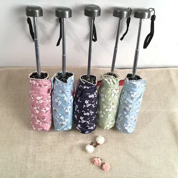 Kokybės Gyvenimo, Mini Pocket Itin lengvas Skėtis nuo Lietaus Moterų Penkių Lankstymo Mažų gėlių Parapluie Saulėta/Lietingą kelionės Skėtis skėtis
