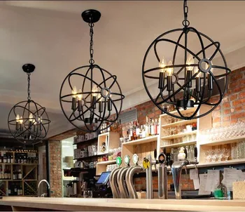 šiaurės loft retro stiliaus juoda geležies pasaulyje pakabukas šviesos kaime pramonės kavos parduotuvės, restoranas, baras pakabinti lempos