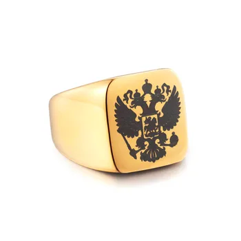 FAITHEASY Kietas Erelis Žiedas Su herbas rusijos Žiedas, Nerūdijančio Plieno, Man bižuterijos rusijos Žiedas Stilius