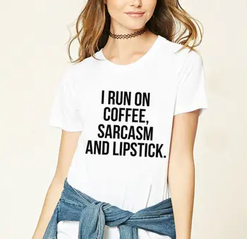 Kavos Sarkazmas Ir Lūpų T-Shirt, Kavos Marškinėliai, Estetinės Drabužių, Tumblr Marškinėliai, Sarkastiškas Marškinėlius-D106