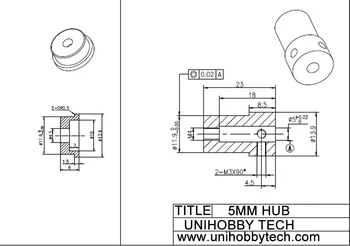 4 x UniHobby UH18028 5mm aliuminio tvirtinimo mazgus galima 14135 58mm Plastiko omni ratų