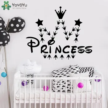 Princess Crown Sienų Lipdukai Vaikams Kambariai Kūdikių Mergaičių Miegamasis Vinilo Sienos Lipdukas Plakatą-Specialios Konstrukcijos Animacinių Filmų Meno RemovableSY299