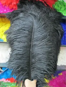 Kinija ZP gamyklos 45 ~ 50 cm (18 ~ 20 cm) ilgio 100 / partijos juodosios didelius stručio plunksnų vestuvių dekoravimas
