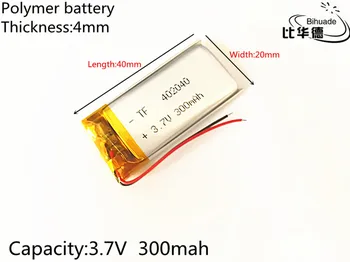 3.7 V,300mAH,402040 PLIB polimeras ličio jonų / Li-ion baterija GPS,mp3,mp4,mp5,dvd,bluetooth,modelis žaislas mobiliojo ryšio 