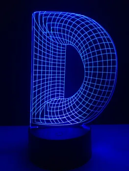 Raidžių Lempos Unikalus 3D Naktį Šviesos Abėcėlės Raidė D 7 Spalvų LED Keitimas Stalas Stalo Lempa Namų Baro Dekoracija Dovanos Vaikams Lavos