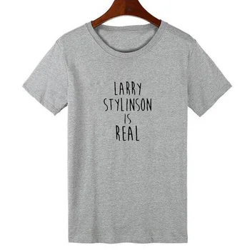 Pkorli Mados Tumblr T-Shirt Moterų Larry Stylinson Yra Reali Laišką Atspausdinta Marškinėliai Moterims Medvilnės Trumpomis Rankovėmis Viršūnes Hipster