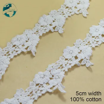 5cm baltos Medvilnės embroid nėrinių siuvimo juostelės guipure nėrinių afrikos nėrinių audinio apdaila metmeninio mezgimo 