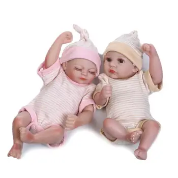 26cm Mielas Mini Dvyniai Reborn Baby Lėlės 10 Cm Pilna Silikono Naujagimiai Miega Mergaitė ir Berniukas Miega Vaikai Atostogų Dovanų