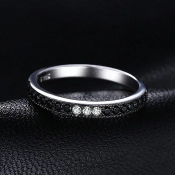 JewelryPalace Klasikinis 0.25 ct Natūralus Juodas Spinel Channle Nustatyti Žiedas Originali 925 Sterlingas Sidabro Moterų Vestuvės Juvelyrika