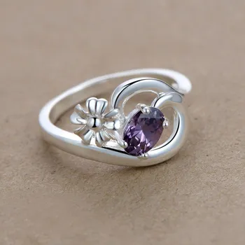 Saulėgrąžų violetinė cirkonis Didmeninė 925 papuošalai sidabro padengtą žiedas ,papuošalų mados Žiedas Moterims, /NXIAWRIJ RWEDXHLU