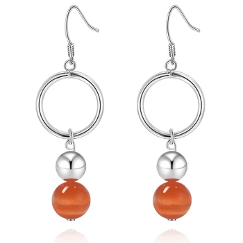 Oranžinė granulių linijos aukštos kokybės Sidabro Auskarai moterims, Didmeninė sidabro auskarai /NNLYWIUA USSAUWTM