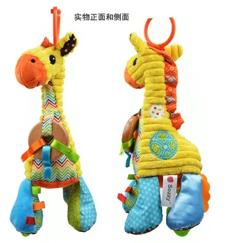 1pcs Gražių Animacinių filmų Žirafa Modelį, Kūdikių Žaislai, Muzikos Rattle Ring Bell Pliušinis Vaikams, Lėlės, Dėlionės,