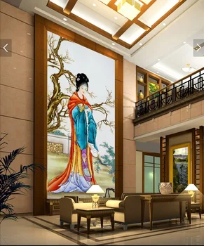 3d kambario tapetai užsakymą freskos neaustinių vaizdą 3d senovės Kinijos grožio veranda, paveikslai, nuotraukos, 3d sienų freskomis tapetai