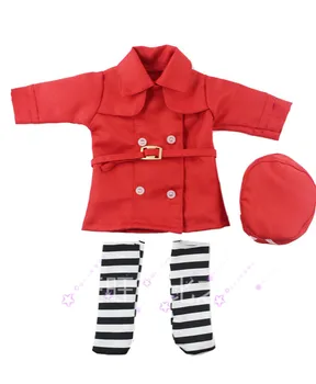 3pcs\Mados raudonas kailis +kojinės +hat tinka 18 colių Amerikos mergina lėlės\lėlės priedai\b101