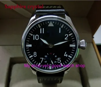 žalios šviesos 44mm parnis 6498 / ST3621 Mechaninė Vertus Vėjo judėjimo vyriški laikrodžiai Sapphire Kristalas Mechaniniai laikrodžiai 0015